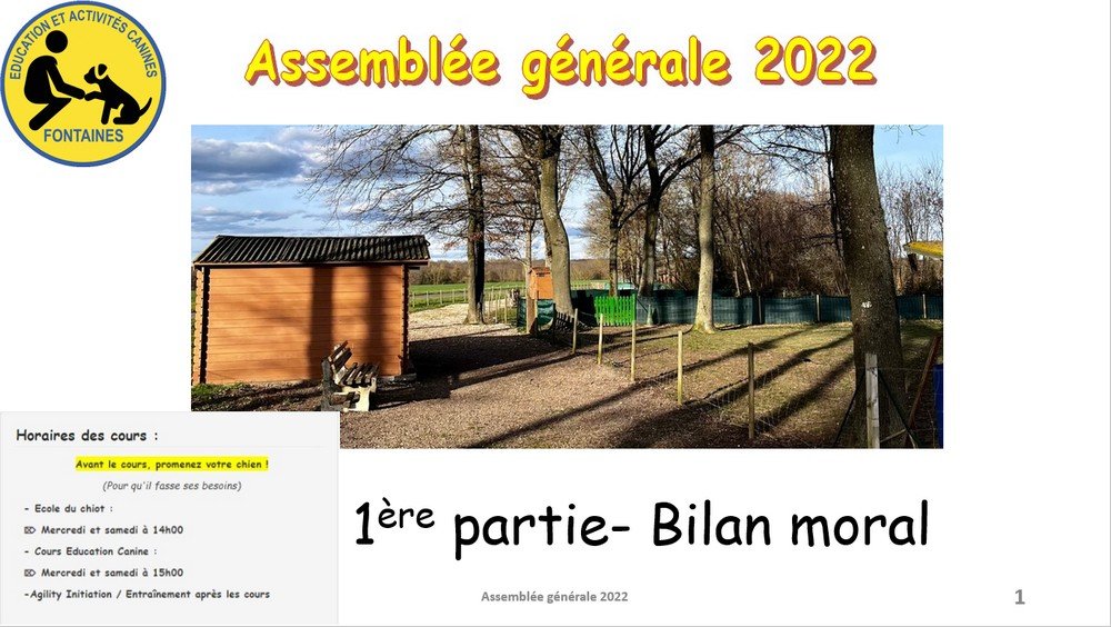 Bilan 2022 présenté lors de l'assemblée générale du 31 mars 2023